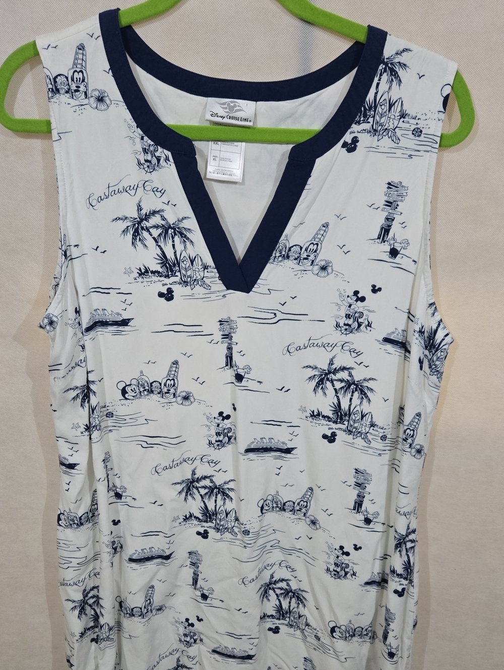 Disney Cruise Dress with Navy Trim and Island Print